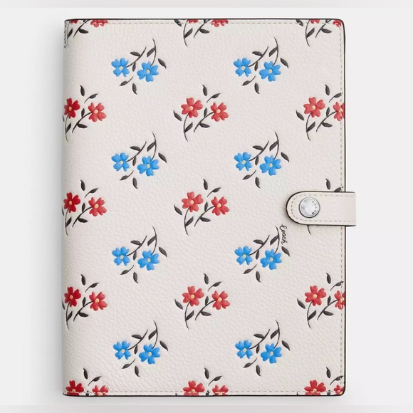 NEW Coach Refined Pebble Leather Chalk Multi Floral Print Notebook Journal - Picture 7 of 15
